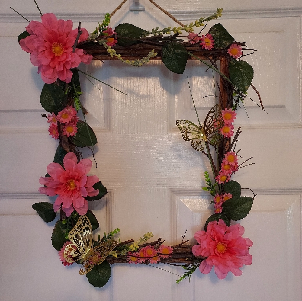 Floral Square Wreath for Door ,Wall Hanger Decoration ( Final Price )